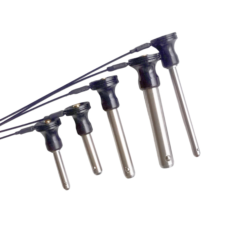 Stainless Steel Handle Ball Lock pin, Multimedia Audio Button Quick Latch Safety pin, Quick-Release pin with Lanyard (Dia:15/32in(12mm)-2pcs, Clamping Length:2in(51mm)) Dia:15/32in(12mm)-2pcs Clamping length:2in(51mm)