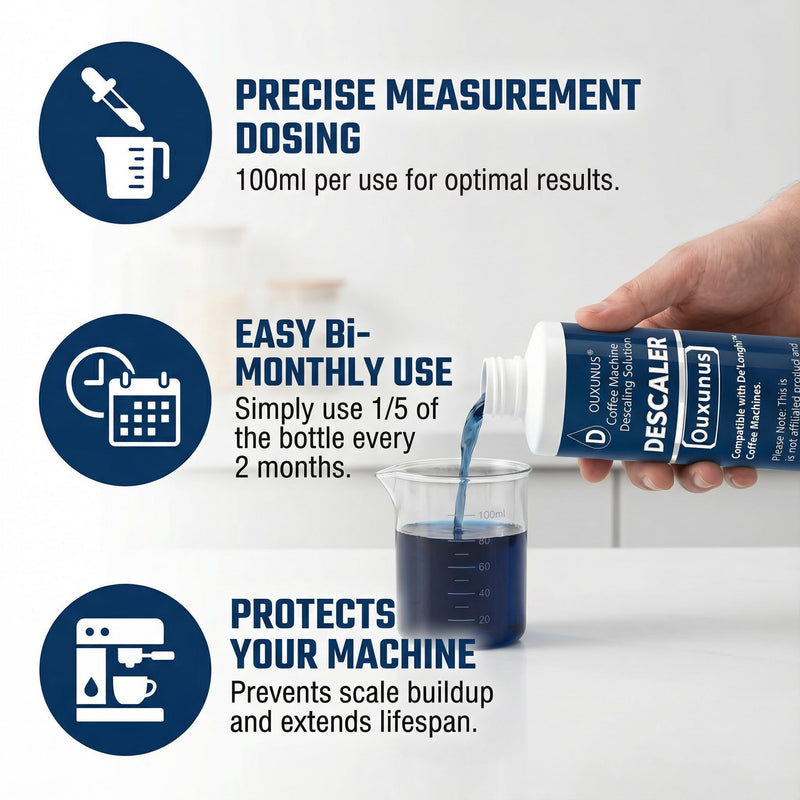 Descaling Solution for Coffee Machines, 500ml, Compatible with DeLonghi Fully Automatic Espresso Machines, Fits ECAM & ESAM Series, Powerful Limescale Remover,(5 Uses) 1