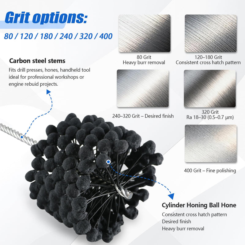 Cylinder Honing Ball Brushes, 4.125" (105mm) 240 Grit Silicon Carbide, Compatible with GB41824, Flexible Hone Tool for Hydraulic, Pneumatic, Engine and Brake Cylinders