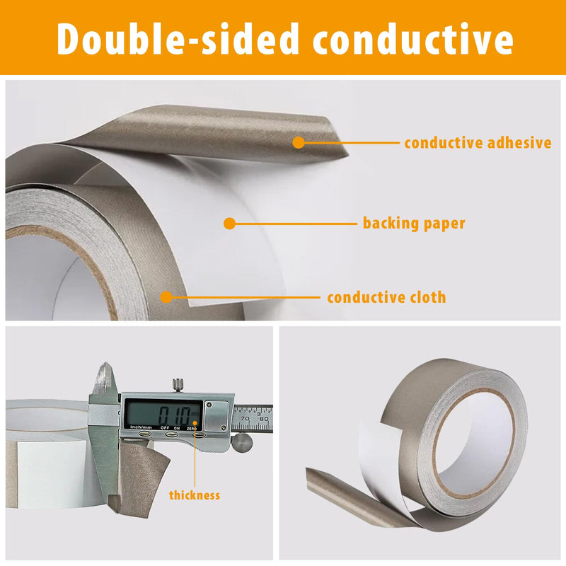Faraday Tape Double Conductive Cloth Tape, with Conductive Adhesive for, Grounding, EMI Shielding, Wire Harness, Cable Interference Blocking (2in x 59 Feet) 2in x 59 Feet