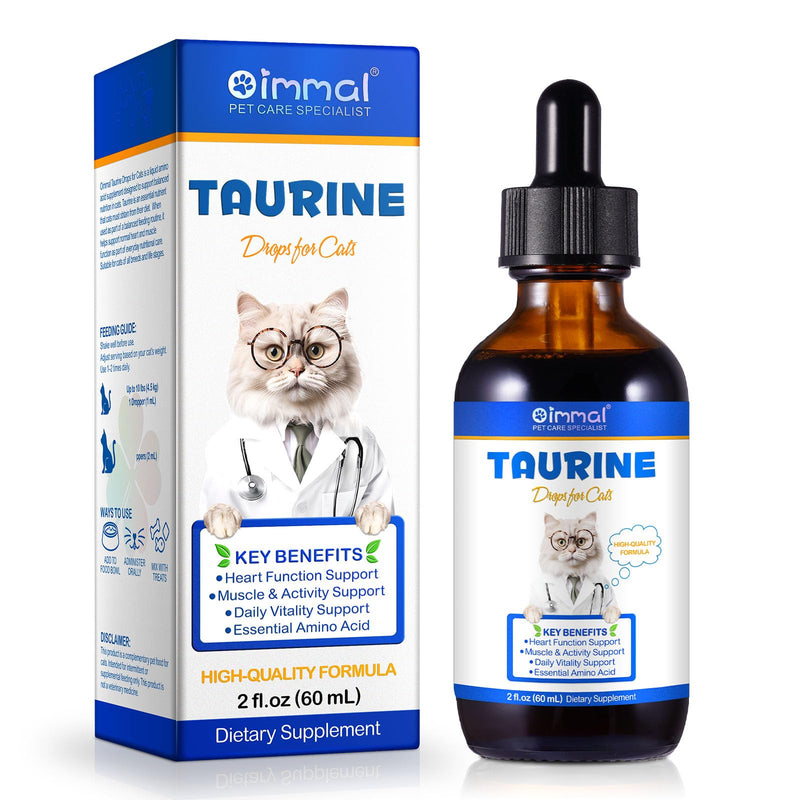 Taurine for Cats, Cat Taurine Liquid Drops Supports Heart Health, Vision & Immune Support, Taurine Supplement for Cats, Kittens, Senior Cats, Easy to Use Liquid Drops, 60 mL