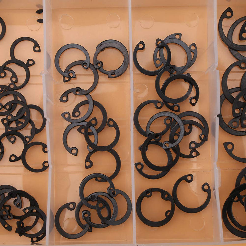 Bordstract External Retaining Rings Assortment Kit, 100Pcs Snap Rings Circlip Set 6 Sizes from 11mm to 21mm for Grooved Shafts Pins Studs and More