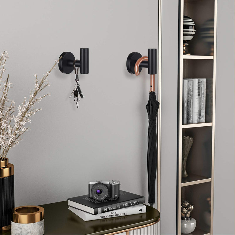 Towel Hooks Bathroom Coat Hook Robe Hook Stainless Steel Heavy Duty Door Hanger Towel Robe Clothes Cabinet Closet Sponges Wall Hook for Bathroom Bedroom Kitchen Hotel Pool 4 Packs Matte Black 4 Hooks