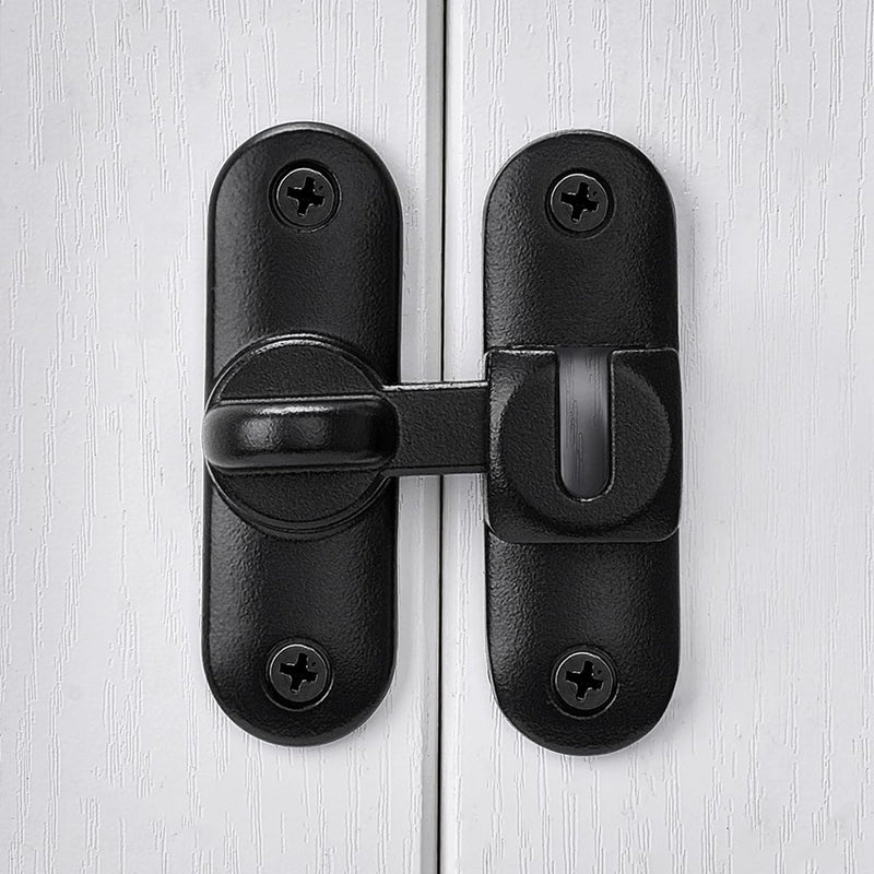 Matte Black Barn Door Latches,90/180 Degree Gate Lock,Zinc Alloy Right Angle Door Lock Latch,Flip Gate Latches Hardware,Door Security Door Latch Lock fo Cabinets,Bathroom,Barn Door Matte Black 1