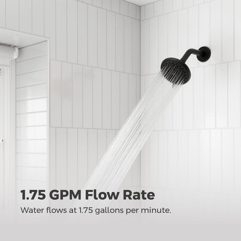 Pfister Universal Shower Head, Shower Arm Not Included, 5-Function, 1.75 GPM, Matte Black Finish, 015WS2UT01B Without QuickConnect
