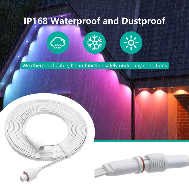 33FT Permanent Outdoor Lights Extension Cable for Go-vee H705 H706 H805 H806 Series（for Other Brands, Please Refer to The Size Drawing,Can only Connect to The Front with Lights） White 33FT