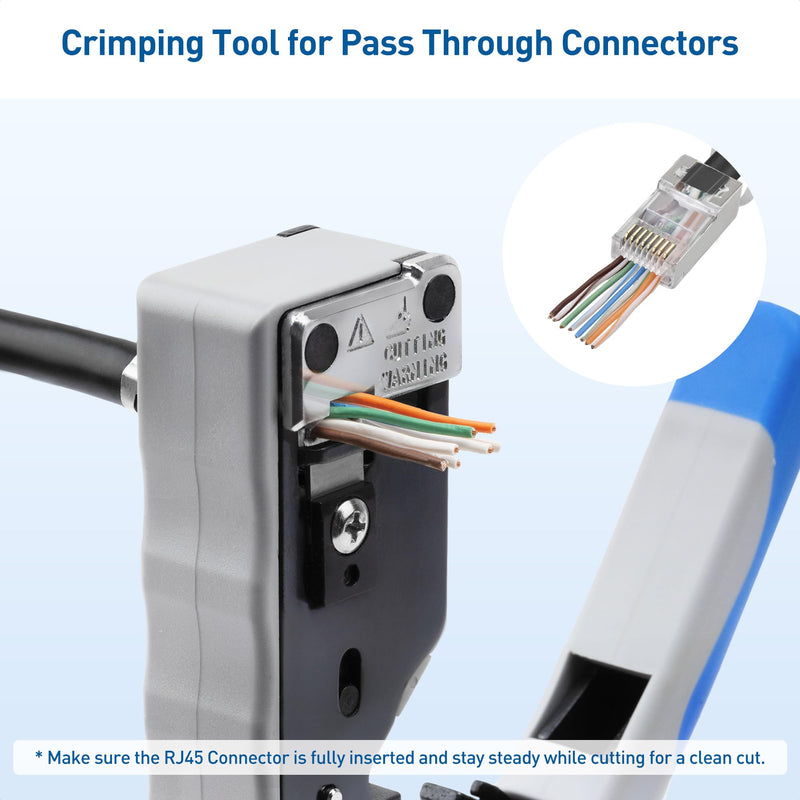 Cable Matters All-in-One Modular Ethernet Crimping Tool Cat 8 (Cat5 Cat6 Cat7 Cat8 Crimping Tool) for Shielded Pass-Through Connectors