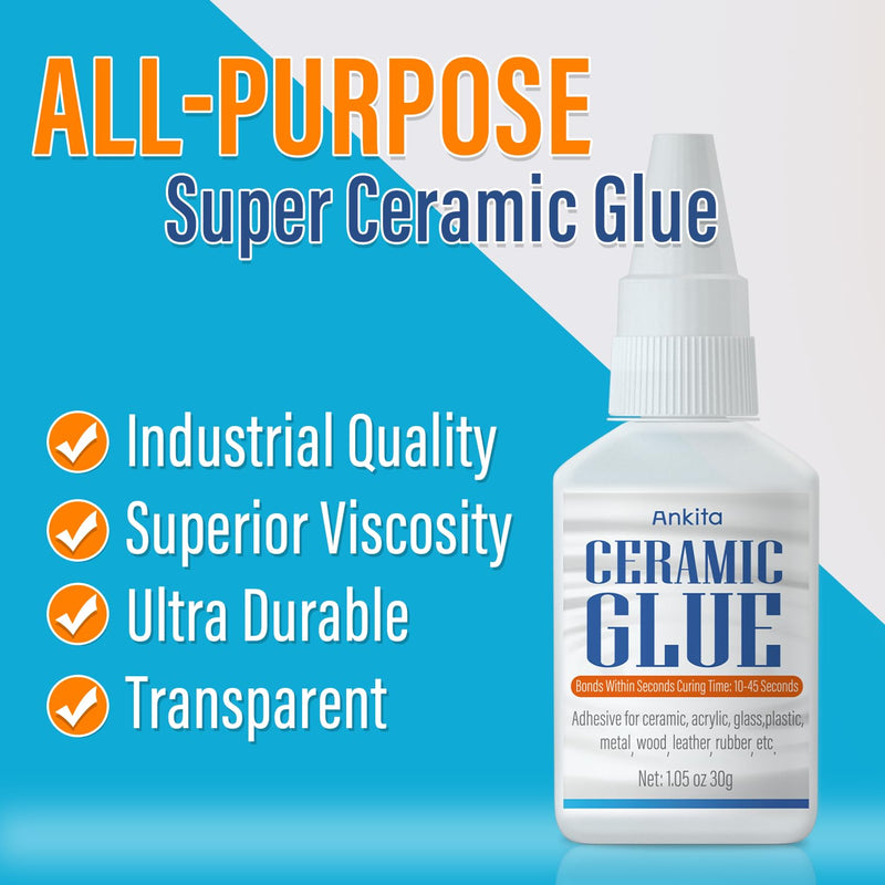 Super Ceramic Glue, 30g Best Glue for Ceramic and Porcelain Repair, Waterproof and Multisurface Glue for All Bondings with High Temperature Resistance