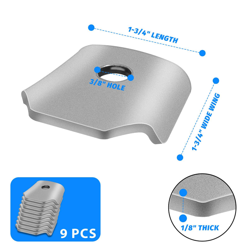Trick Tabs, Weld Tabs, Universal Weld on Tabs with a 3/8" Hole. 1/8" Thick 1-3/4" wide wing -1-3/4" Length Pack Of 9