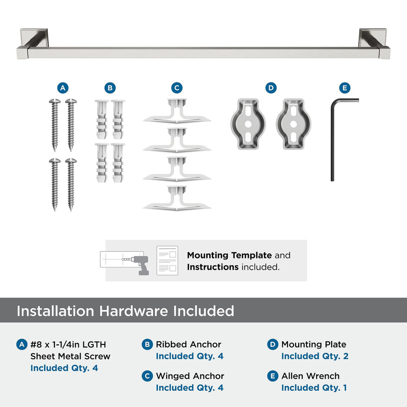 Amerock BH36074G10 | Brushed Nickel Towel Bar | 24 inch (610 mm) Center-to-Center Towel Rack | Appoint | Bathroom Towel Holder | Bathroom Hardware | Bath Accessories