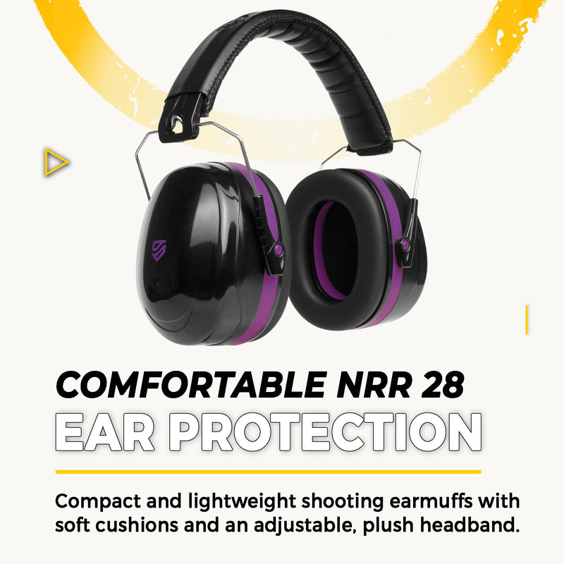 TradeSmart High-Performance Earmuffs for Shooting Range & Shooting Eye Protection Glasses + Firearm Confidence Course Clear+tint - Purple