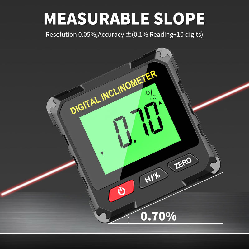 Digital Level Box Construction Protractor Range 4 × 90° Resolution 0.05° Angle Finder Gauge Inclinometer with 4PCS Magnets and Infrared Rays for Construction,Woodworking,Building and etc.