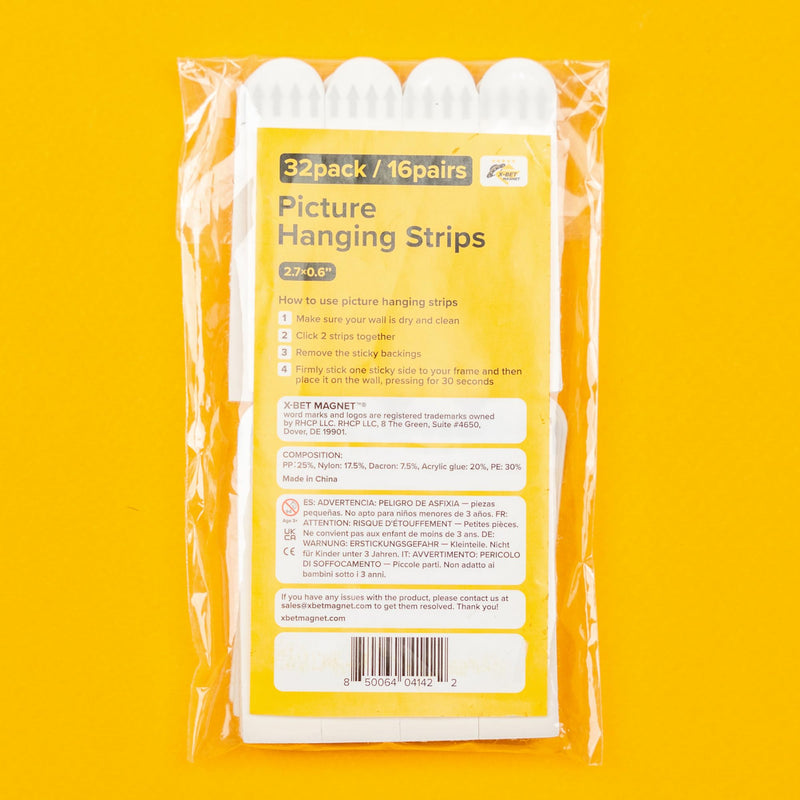 Ultra-Strong Picture Hanging Strips (16 pcs) with Adhesive Backing - Perfect for Rental Friendly Upgrades - Wall Hanging Strips Without Nails - Heavy Duty Wall Hanging Adhesive Strips for Home Decor 15 lbs