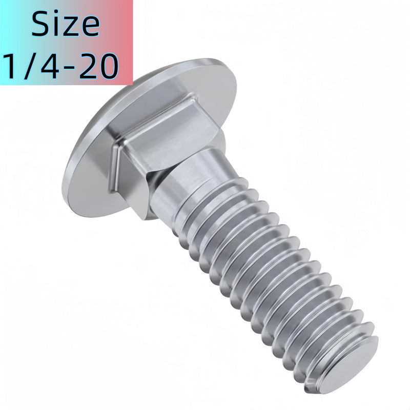 1/4"-20 X 3(25pc) Stainless Carriage Bolt, 18-8 Stainless Steel Full Thread Coverage,Carriage Bolt,by SANTIE 1/4"-20 X 3"(25pc)