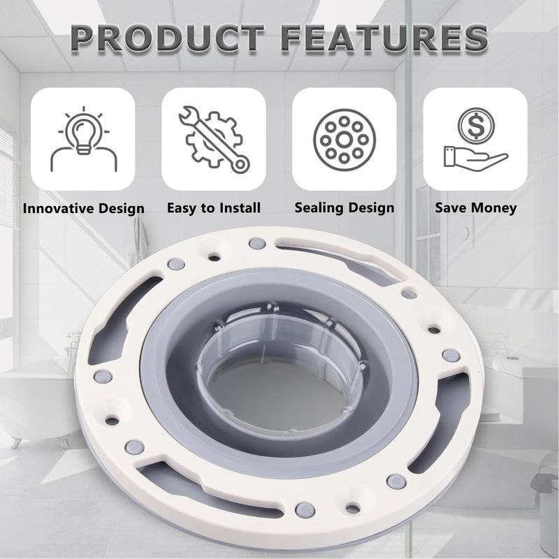 Universal Toilet Flange Repair Kit, Leakage Proof Toilet Repair Flange with Screws, Silicone Toilet Floor Flange for 4in, 5in, Special 3in Drain Pipe, Gray