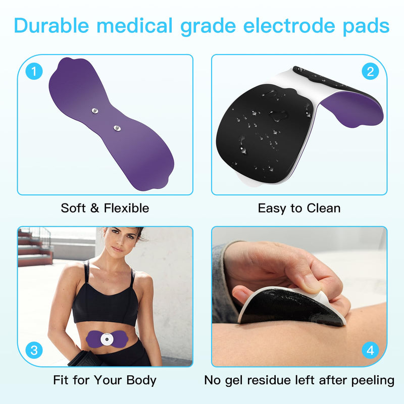 Tens Unit Wireless Electrode Pads, MASTOGO Replacement Electrode Pads with Standard 3.5mm Snap-on Connectors (4PCS/Set) (Purple) Purple