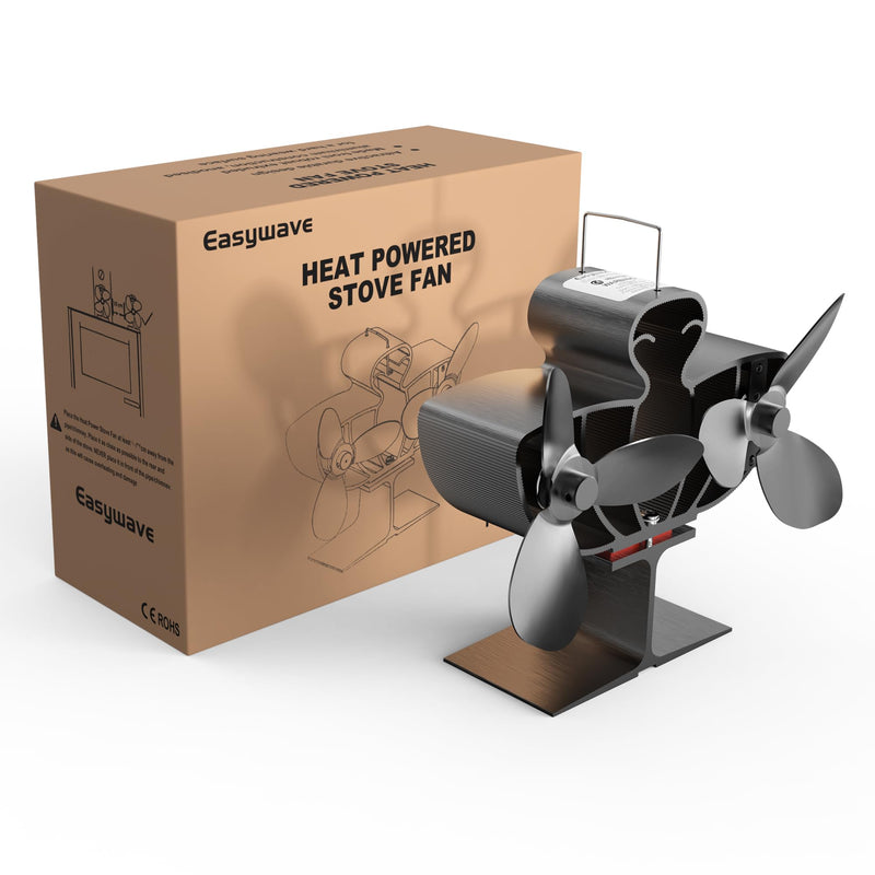 Wood Stove Fan Heat Powered, Dual Motor 6-Blade Fireplace Thermal Blower