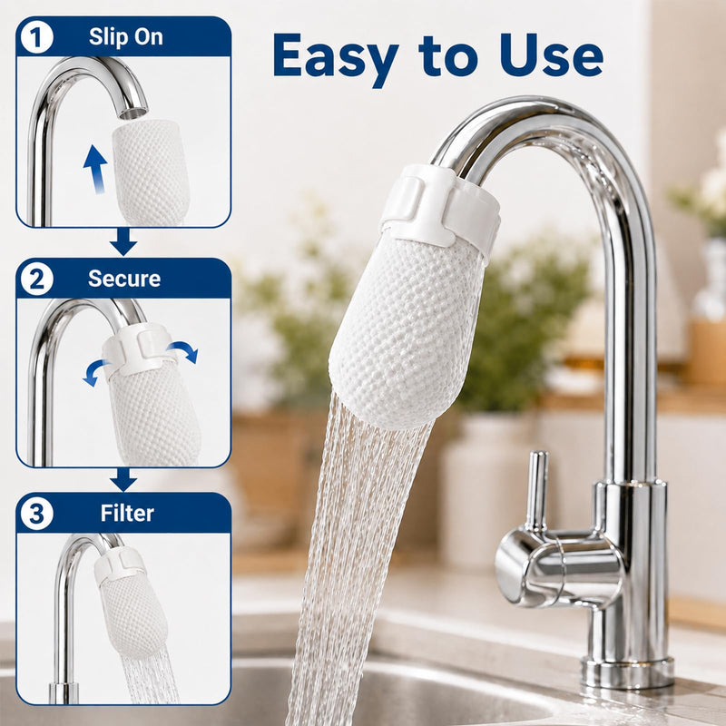 50 Pack Faucet Filter Bags, 3-Layer Sink Tap Filters with Adjustable Strap