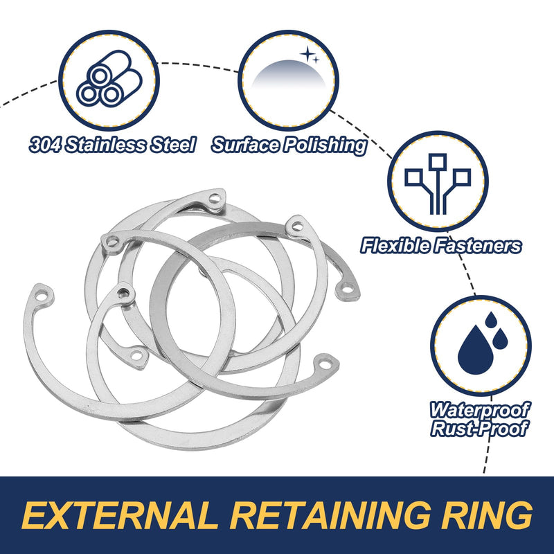 PATIKIL 52mm ID Internal Retaining Rings, 5 Pcs E-Clip Snap Ring 304 Stainless Steel Internal Circlip for Automobile Valve Equipment Bearings φ52mm