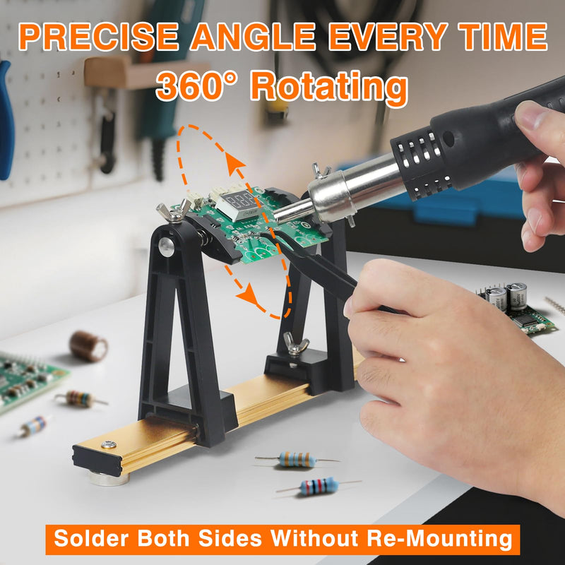 Circuit Board Holder Helping Hands for Soldering and Repair, Adjustable 360° Rotation, Strong Magnetic, Potable, Space-Saving and Aluminum Base, Durable for Electronics PCB MAGNITIC HOLDER
