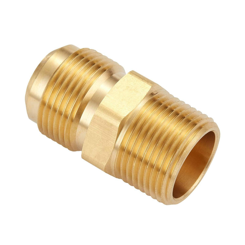 3 PCS Metals Brass Couples Tube Fitting Half Union Gas Adapter 1/2" Flare x 1/2 Inch NPT Male Pipe Connector 3PCS 1/2 Flare x 1/2 NPT