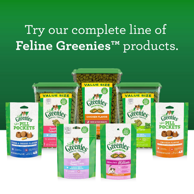 Greenies Cat Treats, Veterinarian-Recommended Adult Natural Dental Cat Treats, Tempting Tuna Flavor, 4.6 oz. Tub (Pack of 2) 4.6 Ounce (Pack of 2)