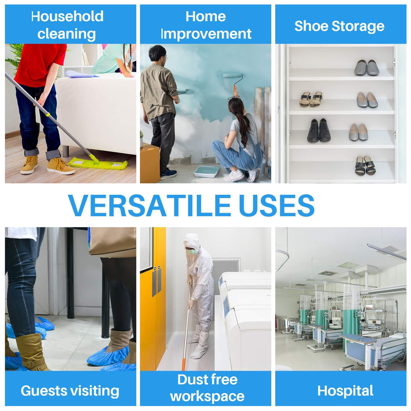 60 Pack (30 Pairs) Shoe Covers - Boot Covers Plastic Disposable Waterproof Shoe Covers for Men and Women Fits All Sizes of Shoes for House Cleaning
