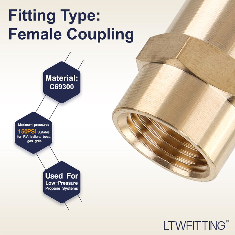 LTWFITTING LF Brass Pipe Fitting 3/8" Female NPT Coupling Water (Pack of 25) Pack of 25