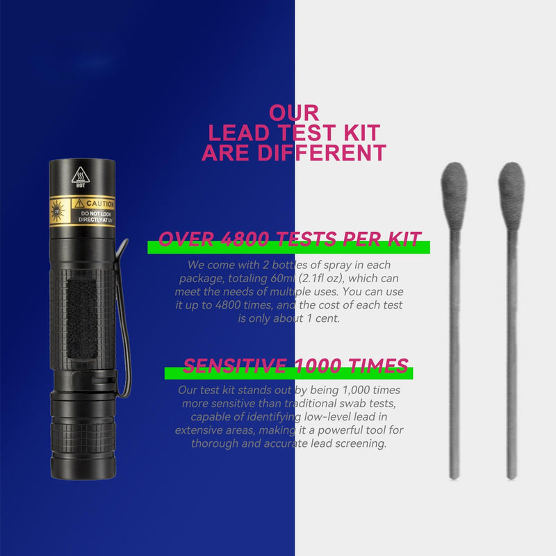 Instant Lead Detection Kit | Lead Test Kit for Paint, Ceramics & More UV Light Visible | Home Safety & Easy to Use | Up to 4800 Uses| Fast, Accurate Results | Lead Paint Test Kit