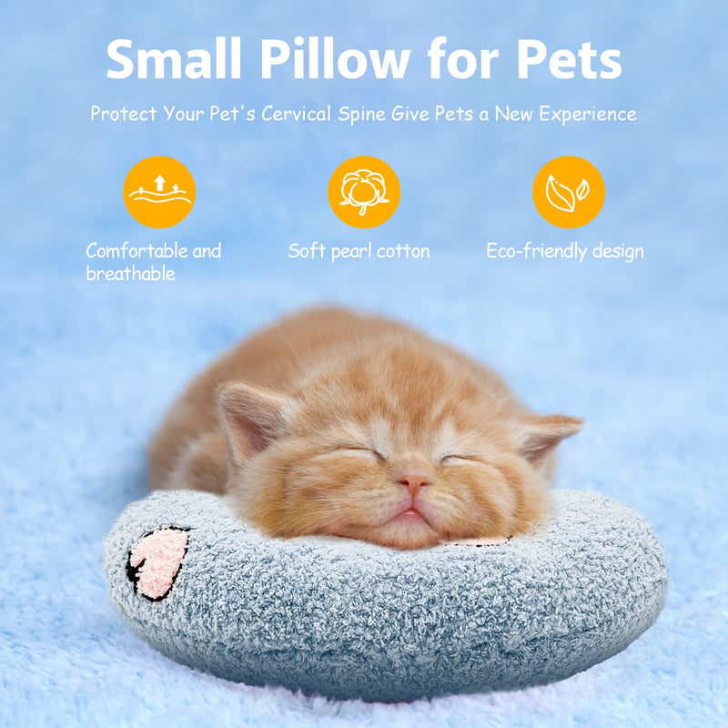 ucho Pillow for Cats, Soft Fluffy Cat Neck Pillow for Cat Bed, U-Shaped Pillow for Pet, Pet Calming Toy Half Donut Cuddler for Joint Relief Sleeping Improve Machine Washable- Blue