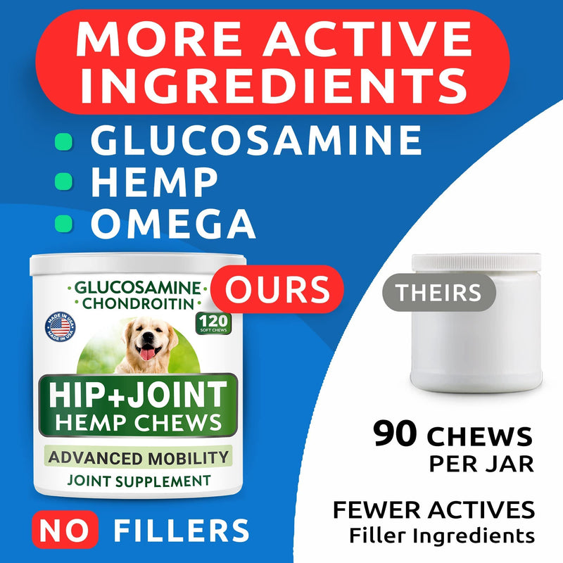 Hemp Oil Treats + Glucosamine + Allergy Relief Bundle - Hip & Joint Supplement + Anti-Itch & Hot Spots - Chondroitin, MSM + Omega 3 + Pumpkin + Enzymes - Immune Support - Made in USA - 240 Chews