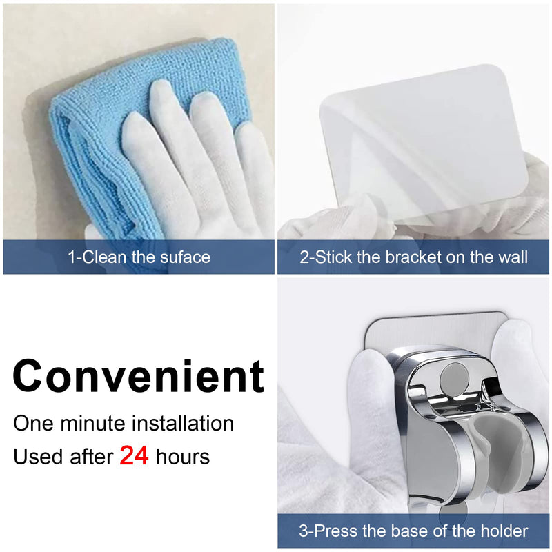 NearMoon Self Adhesive Shower Head Holder-Adjustable Handheld Shower Holder NO Drilling Wall Mount Waterproof (1 Pack, Chrome Finish) 1