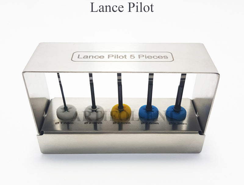 Long Lance Pilot Drills Kit Implant Positioning Black Titanium Coated Drill Set of 5 Pcs, OS1033