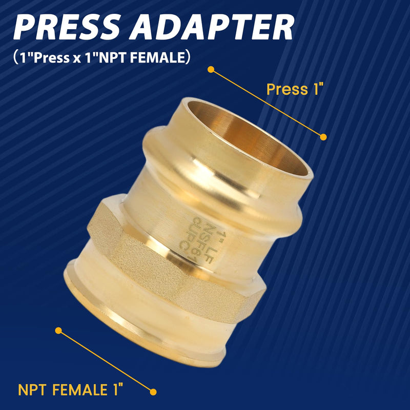 5PCS 1 inch Propress x 1 inch NPT Female Adapter Pressure Copper Fitting ProPress Connect to Female NPT Pipe Lead-Free 1" Propress x NPT Female Adapter-5Pack
