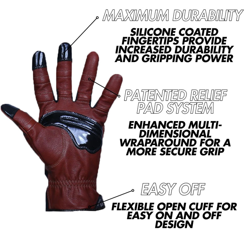 Bionic Gloves Men's Medium Brown Leather Work Gloves with Anatomical Relief Pad System