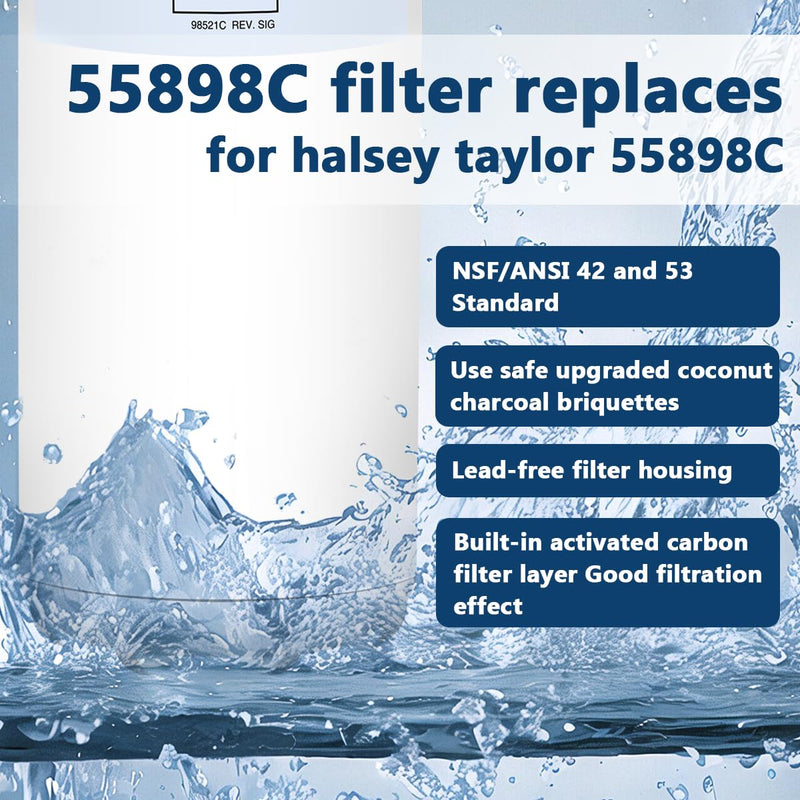 55898C Water Filter, Replacement for Halsey Taylor 55898C Filter Compatible with HWF172 Filter Replacement Filling Stations(1 Pack） 1 Pack