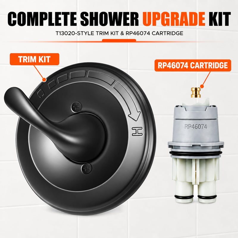 T13020 Shower Trim Kit with RP46074 Cartridge, Matte Black Valve Trim