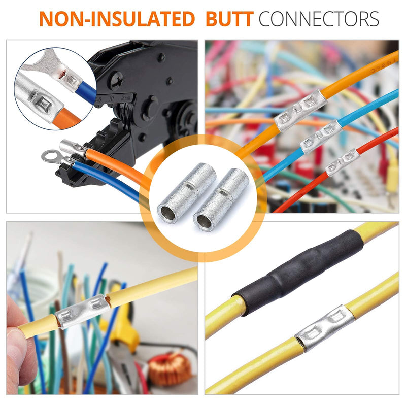 SVAAR 26-22 Gauge Non-Insulated Butt Connectors 100 PCS 26-22 AWG Butt Splice Connectors 0.5 mm² Uninsulated Crimp BN0.5 Butt Connectors Pure Copper Tin Coated Marine Grade Crimp Butt Terminals Tinned Copper 26-22 AWG (BN 0.5)
