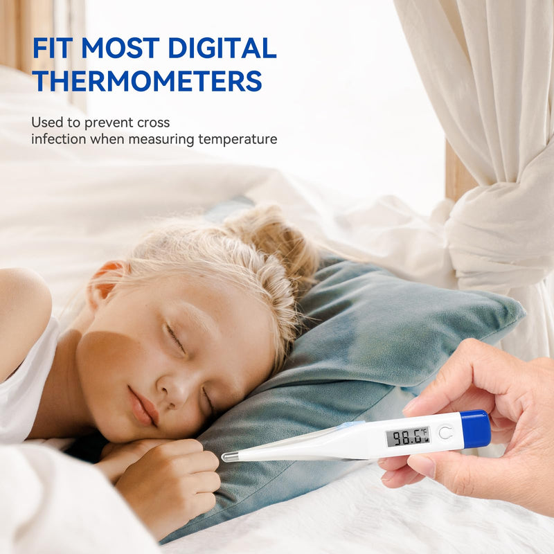 Berrcom Disposable Digital Thermometers Probe Covers Set of 100 Oral Rectal Thermometer Probe Cover Universal Thermometers Sleeves for Adult and Kids DT-100TZ