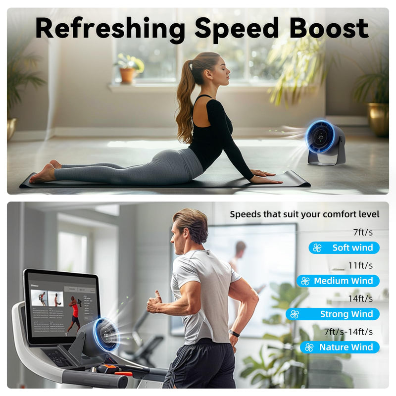 Desk Fan, Strong Airflow 100 Speeds Quiet Digital Display Rechargeable Battery Operated Fan Portable Personal Fan for Office, Bedroom, Kitchen, Home, Outdoor, Small Travel Camping USB Table Fan Dark Blue