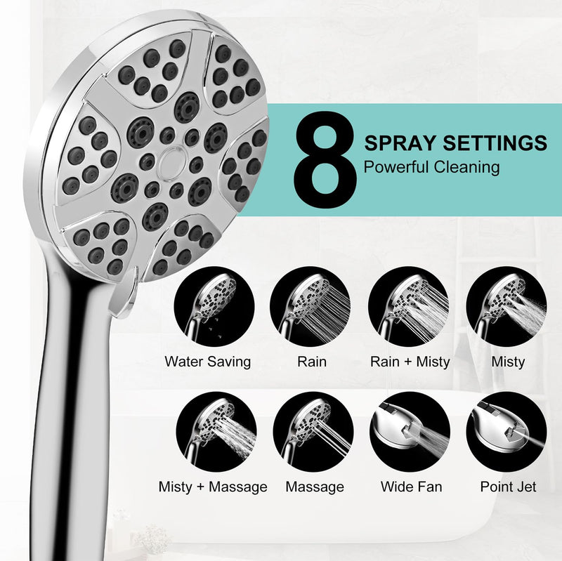 Bathtub Shower Head Sink-Faucet set，Tub faucet spayer attachment with 5 Adapters and 59" Hose for Pet Dog Rinse、 Baby Bath 、Hair washing, ON/OFF Extension for Tub, Utility Sink, Garden and Bathroom