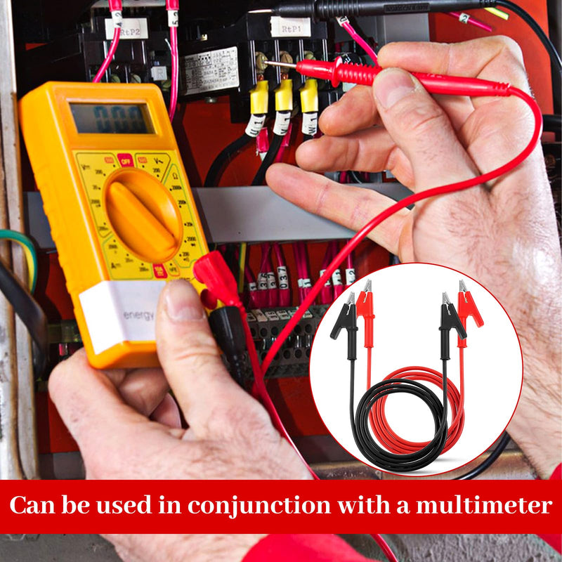 10 Pcs Alligator Clips Test Leads, 3.3 Ft/1m Jumper Wires, 1500V 15A Dual Ended Electrical Test Wires with Insulated PVC Shell, Red and Black
