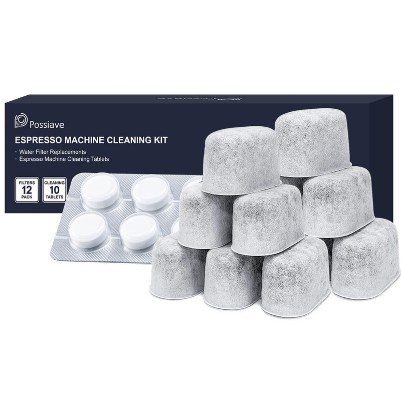 12-Pack Charcoal Water Filters and 10-pack Cleaning Tablets for Breville Espresso Machines, Breville Cleaning kit - Espresso Accessories