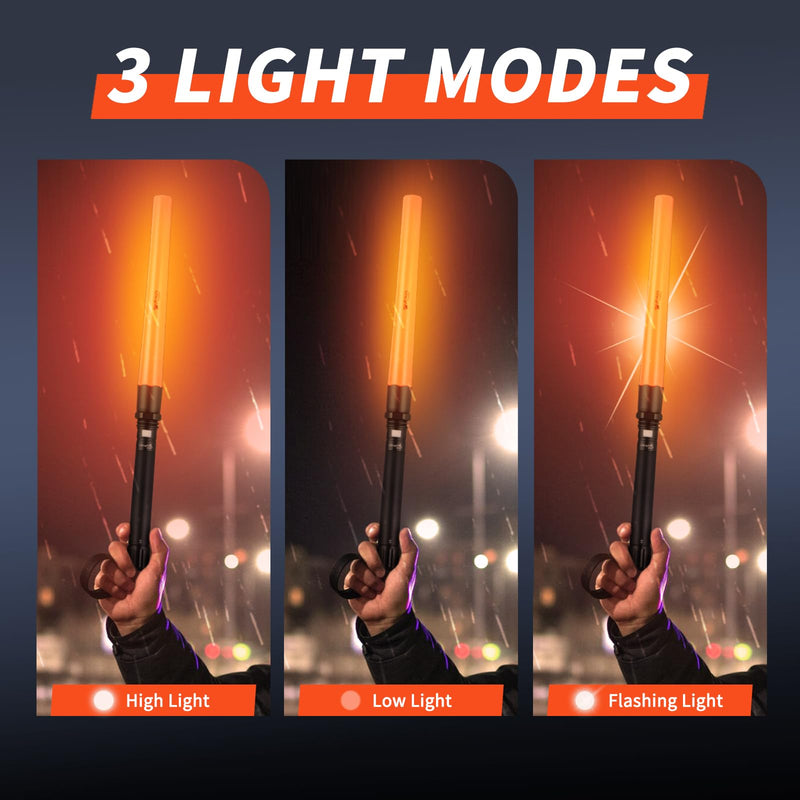UltraFire 19 Inch Traffic Wand, Cone Flashlight with 3 Modes, Signal Wand for Traffic Control, Parking, Car Directing, Airport UF-806 1 Pack