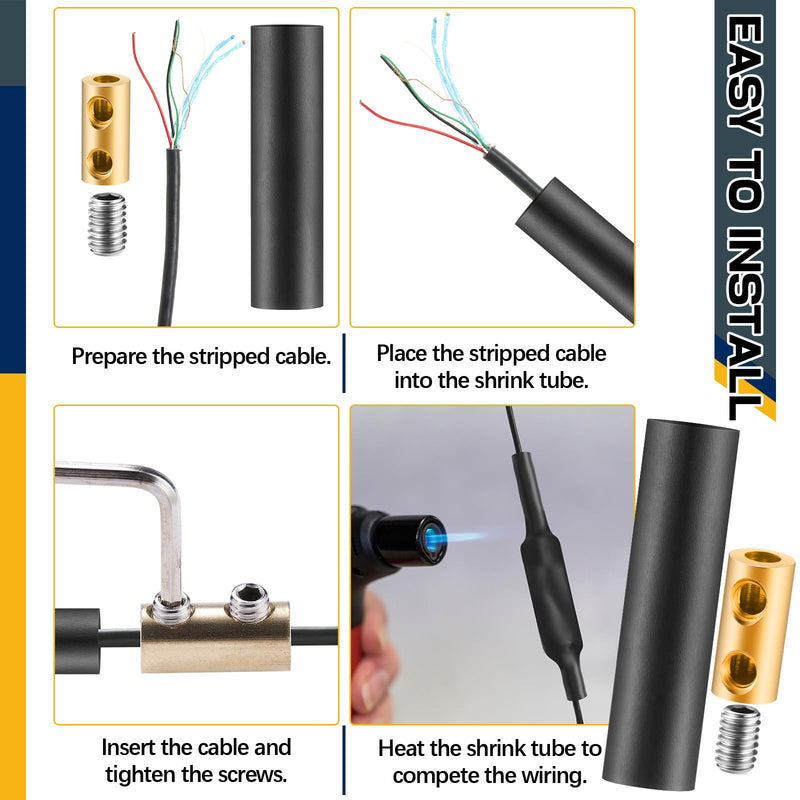 15 Sets Underground Wire Splice Kit Wire Connectors Suit for Wire Under 12 Awg 60 Amp Splicing Quick Wiring Connection Nut Kit Terminal with Shrink Tubes and Screws Circuit Connector