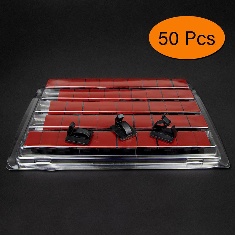 SOULWIT 50Pcs Adjustable Cable Management Clips, Adhesive Organizers Sticky Wire Clips Cord Holder for TV PC Ethernet Under Desk Wall Home Office 0.83"X1.02"