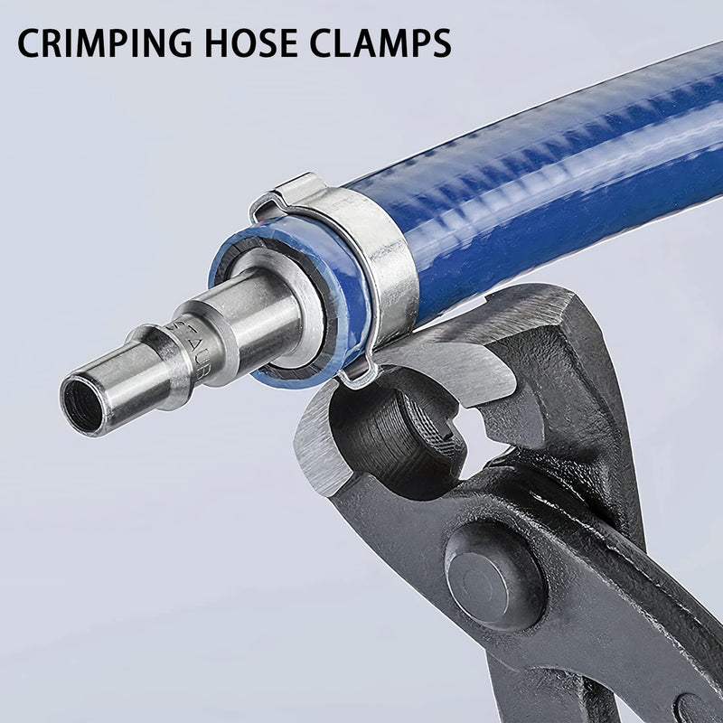 AKIHISA 9 inch Ear Clamp Pliers, Chrome Vanadium Steel Crimper Tool, Nail Remover, Pincer Crimper Tool for Pipe Hose Clamps