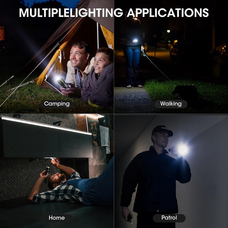 3 Pack Rechargeable Flashlight High Lumens, 99,000 Lumens Super Bright LED Flashlights with Adjustable Focus, 5 Modes, IPX7 Waterproof Powerful Flashlight for Camping, Hiking, Home