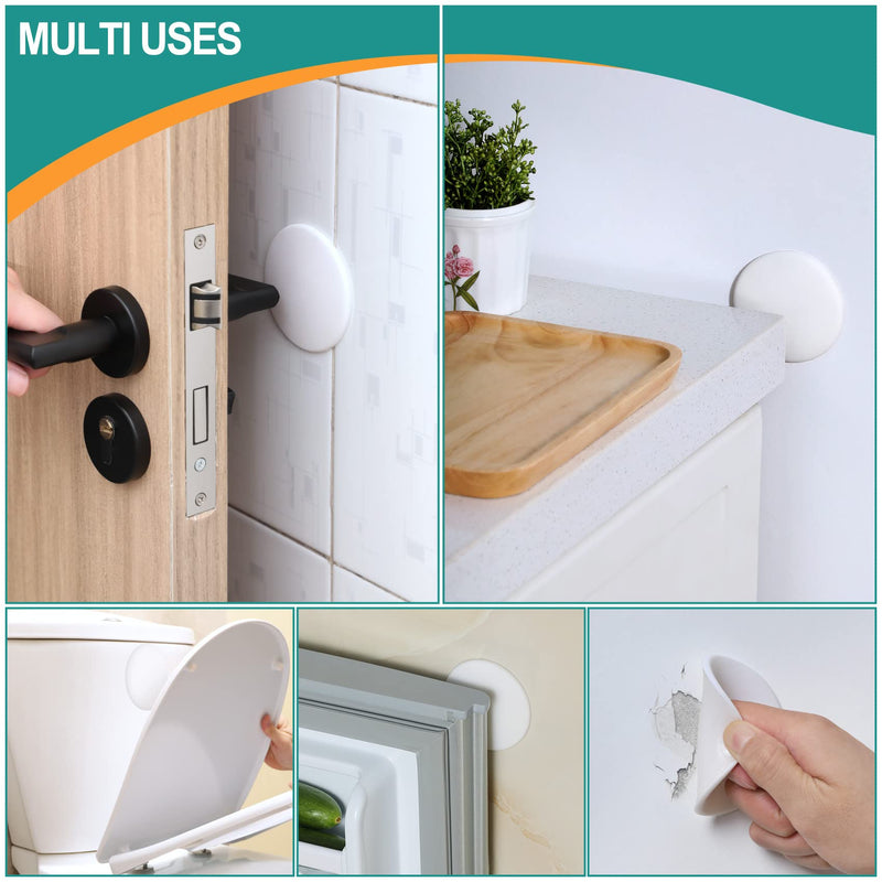 [3.15"] Door Stoppers Wall Protector, 6 Pcs Large White Silicone Door Bumpers with Strong Thickened Adhesive,Shock Absorbent Door Knobs Wall Protectors to Cover up Damage and Protect Wall Surfaces Large Size 3.15" (6 PCS)