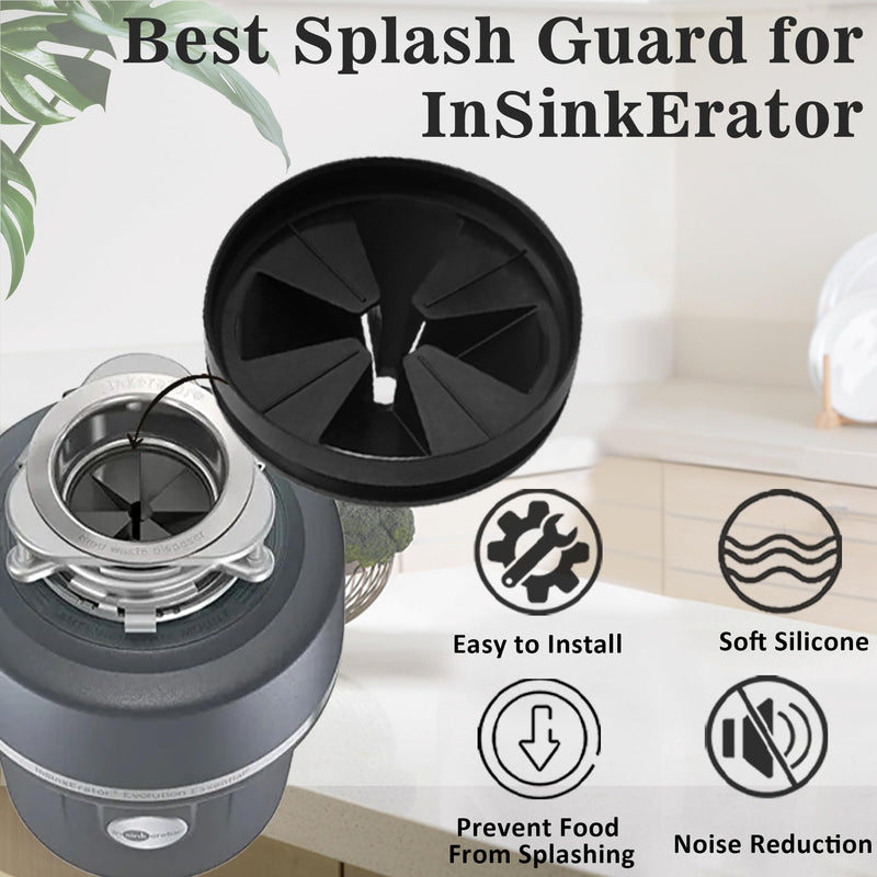 Garbage Disposal Splash Guards, 2-Pack Upgraded for InSinkErator Evolution Series QCB-AM Sink Baffle Drain Cover, Removable Quiet Collar Drain Plugs, Garbage Disposer Accessories 3 3/8" (Black 2 pcs) Black 2 Pack